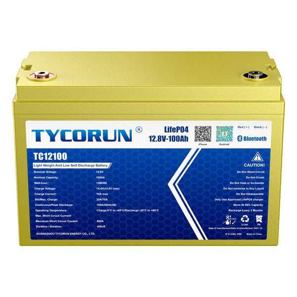 Tycorun Smart Bluetooth 12V 100Ah Lithium Deep Cycle Battery