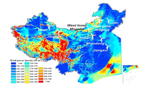 Distribution and reserves of wind energy resources in China