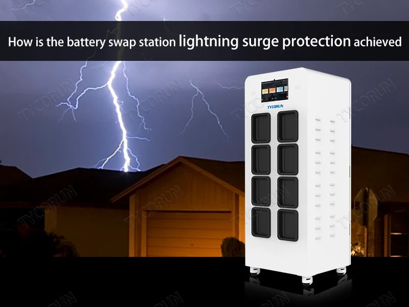 How is the battery swap station lightning surge protection achieved