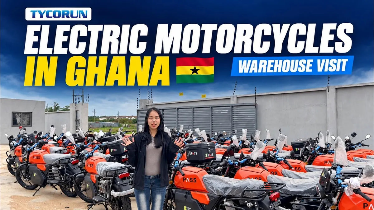 Electric motorcycle swapping battery assembly and testing in Ghana warehouse by TYCORUN