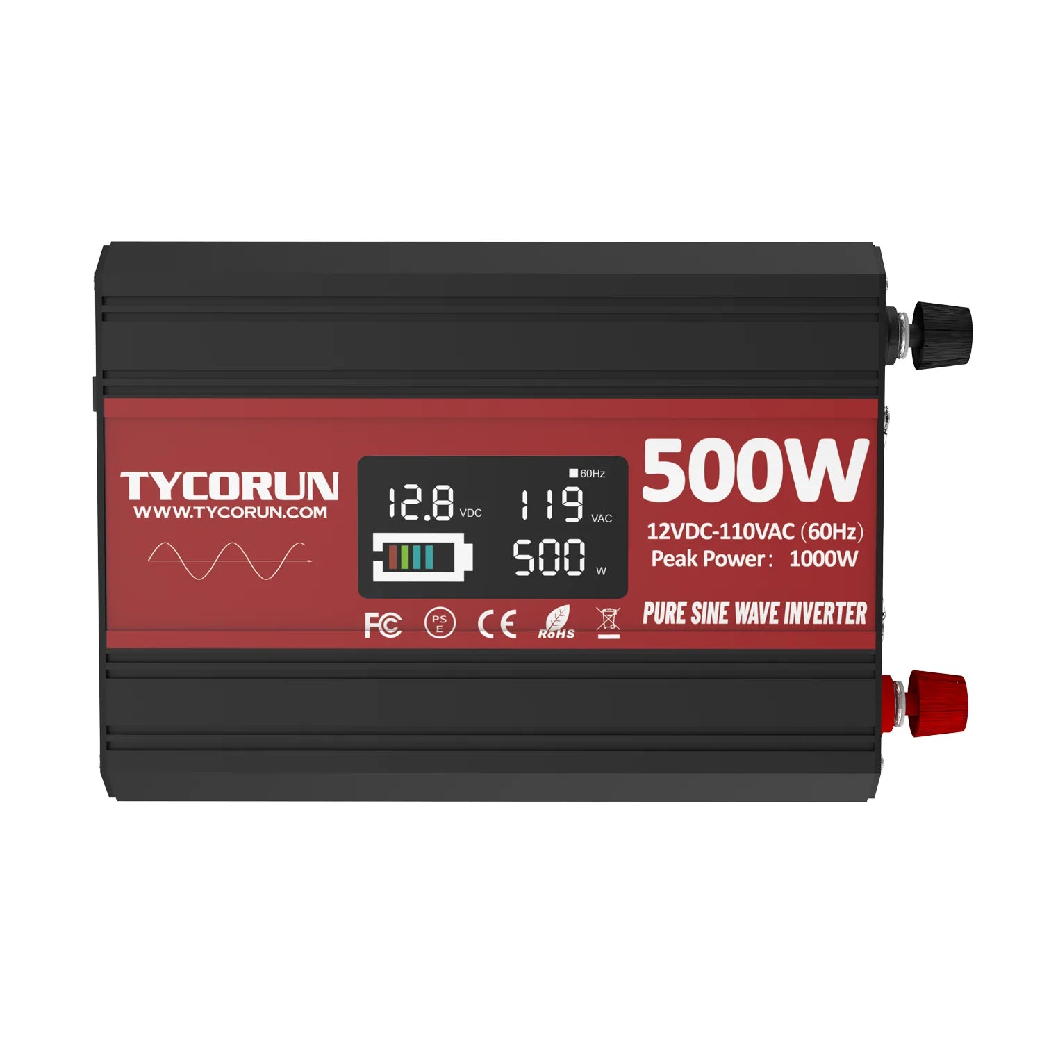 500 Watt Car Power Inverter, 12V DC to 110V AC