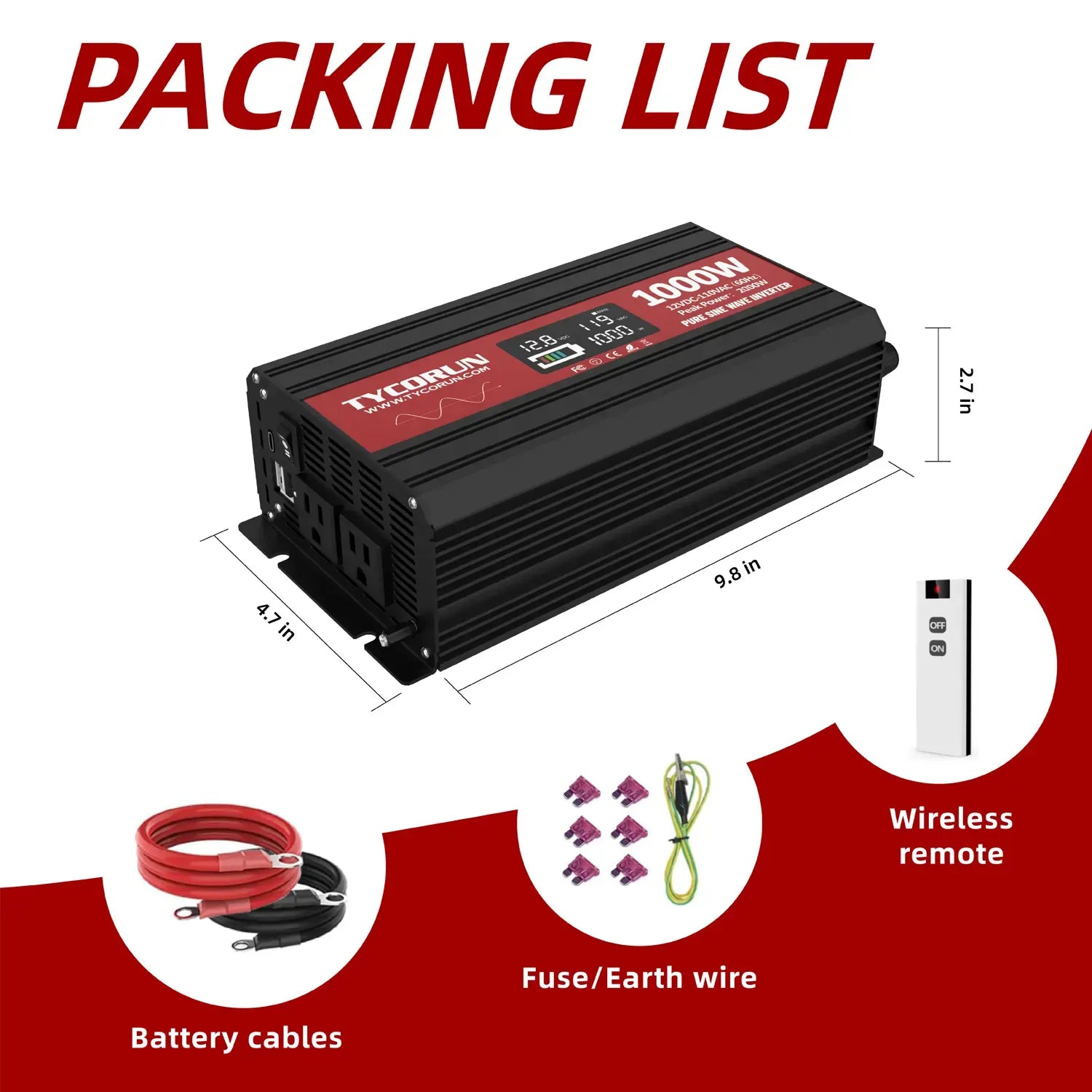 Best 1000 watt pure sine wave inverter 12v dc to ac solar power ...