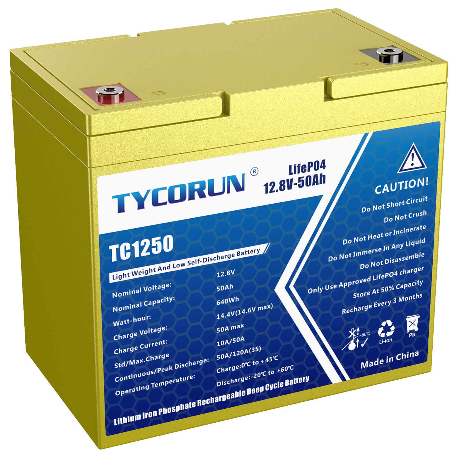 Tycorun 12 Volt 50Ah Lithium Deep Cycle Battery