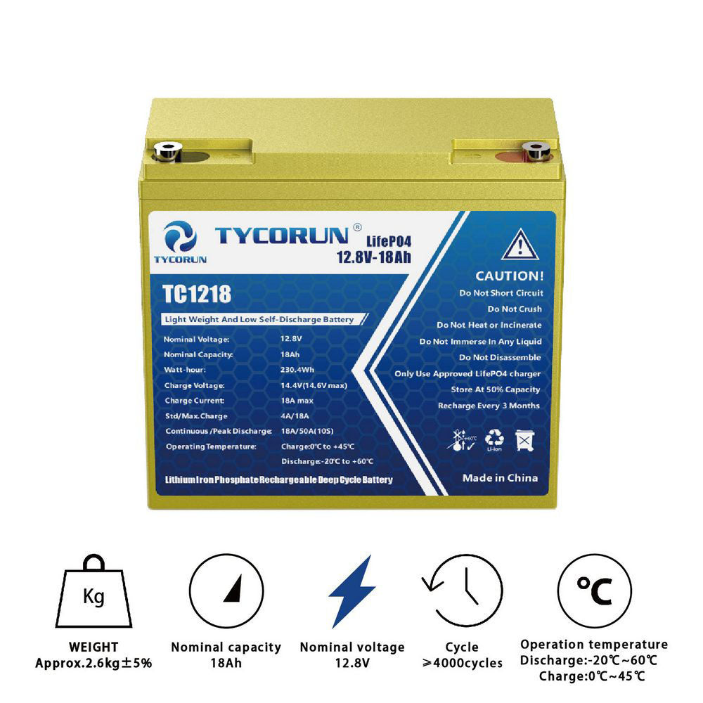 Tycorun 12 Volt 18Ah Lithium Deep Cycle Battery