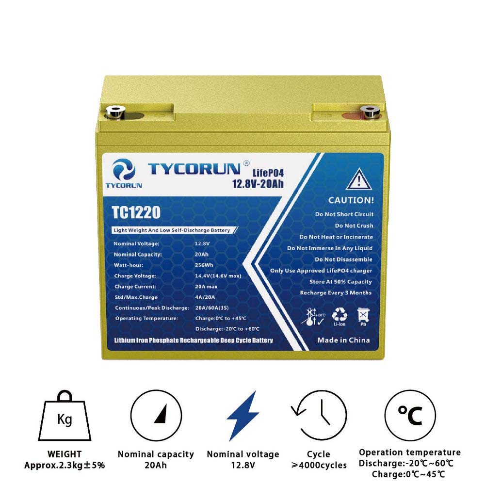 Tycorun 12 Volt 20Ah Lithium Deep Cycle Battery