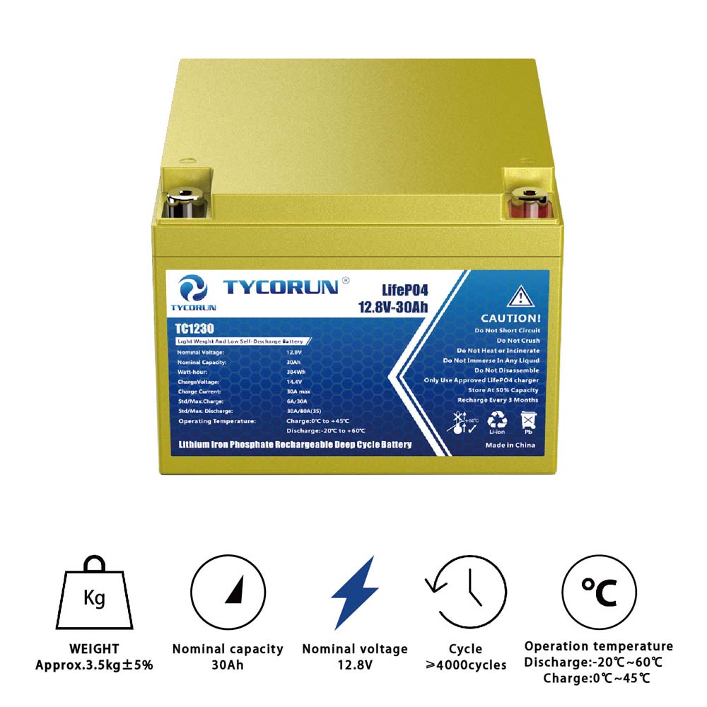 Tycorun 12 Volt 30Ah Lithium Deep Cycle Battery