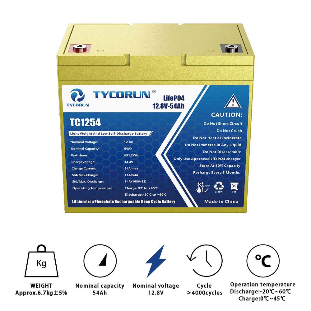 Tycorun 12 Volt 54Ah Lithium Deep Cycle Battery