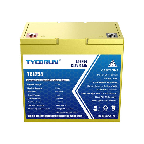 Tycorun 12 Volt 54Ah Lithium Deep Cycle Battery